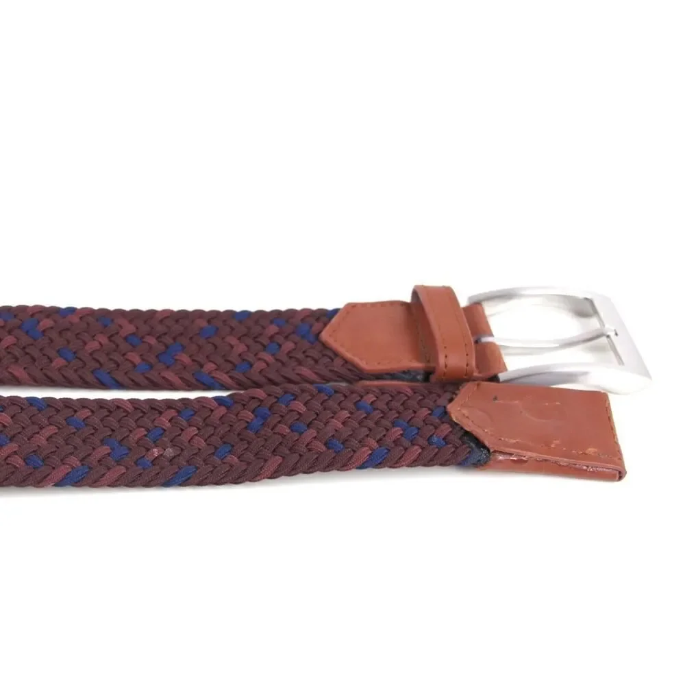 Gentlemen's Hardware BROWN LEATHER MULTICOLOR ELASTIC CORD MEN'S BELT 30-40 (B54